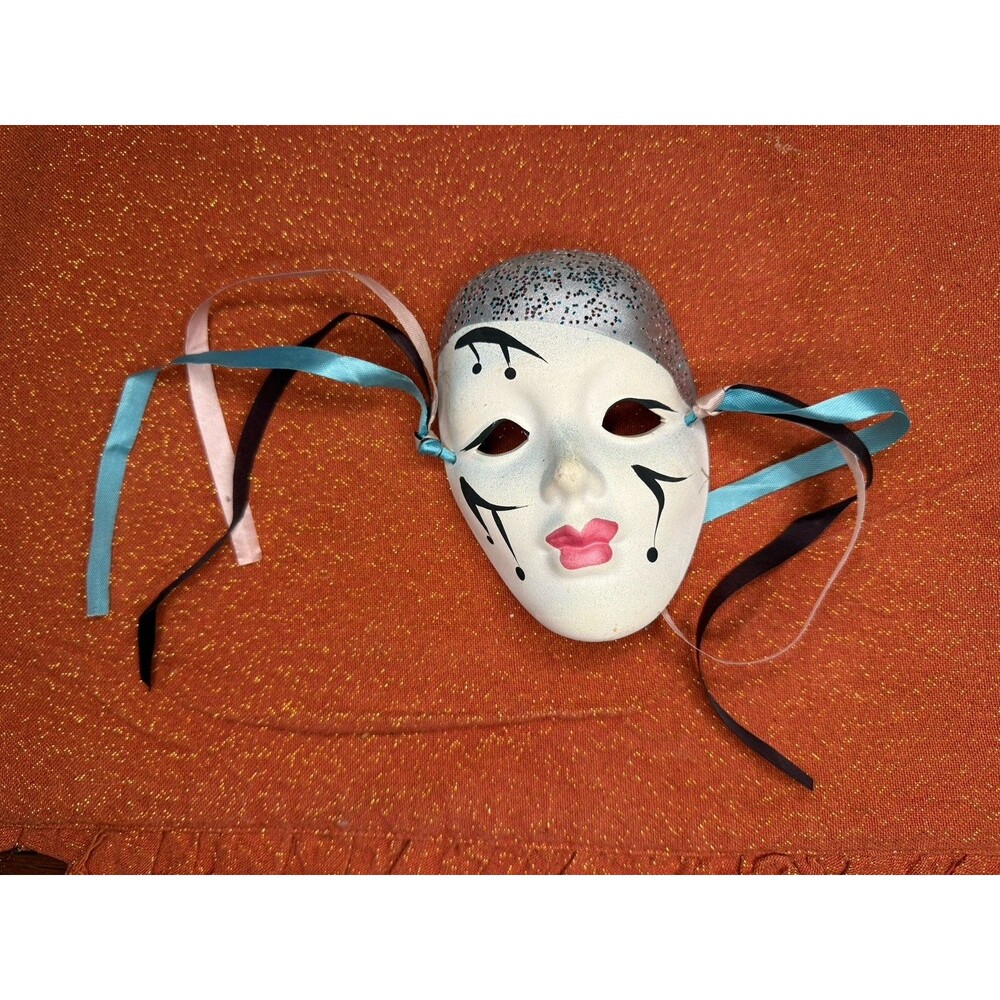 Hand Painted Ceramic Art Mask Signed Original Vintage Wall Decor 4.5”
